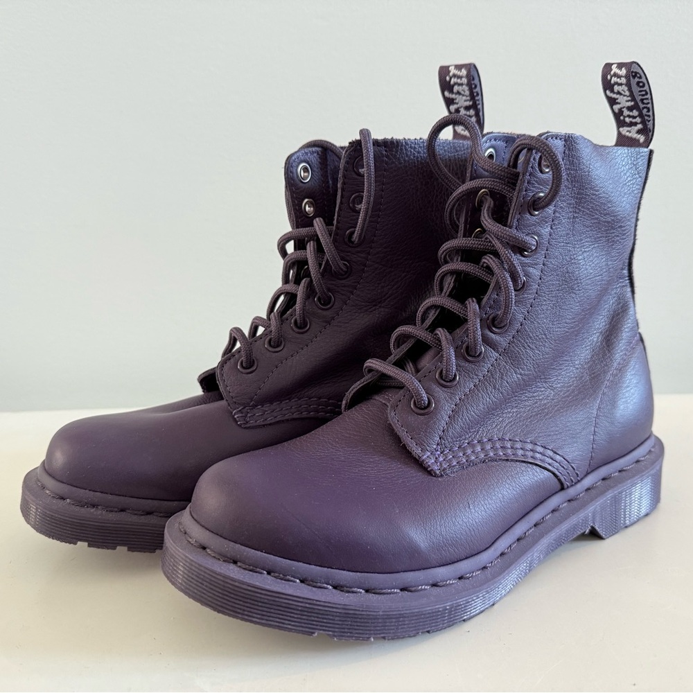 Dr. Martens Purple Leather Pascal Mono Combat Boots